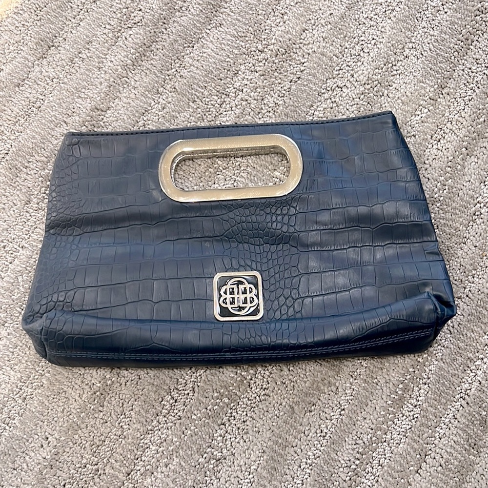Dana Buchanan blue clutch sized handbag with silver hardware